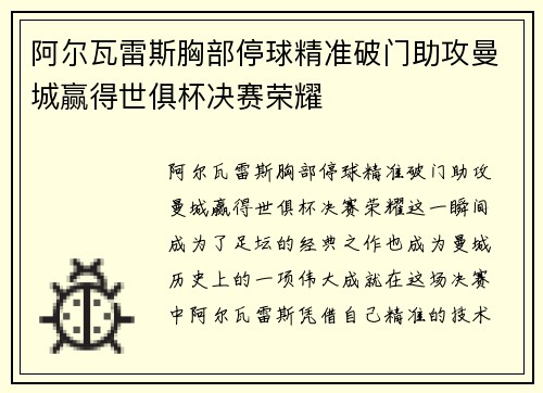 阿尔瓦雷斯胸部停球精准破门助攻曼城赢得世俱杯决赛荣耀 阿尔瓦雷斯胸部停球精准破门助攻曼城赢得世俱杯决赛荣耀